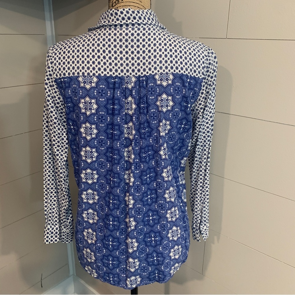 American Sweetheart Long Sleeve Button Down Shirt w/ Pattern Block